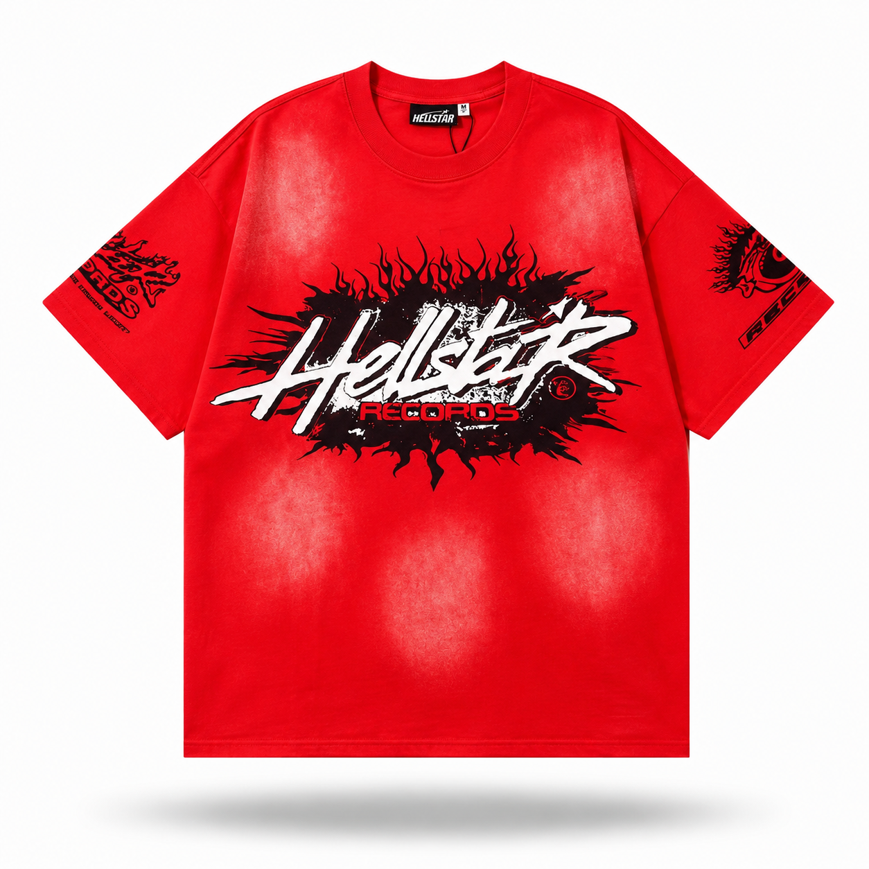 Hellstar In Flames Vintage Washed Tee — Crimson Red