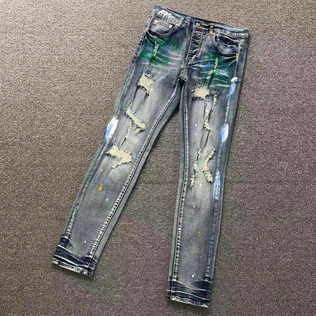 Purple Blue Paint Splatter Jeans