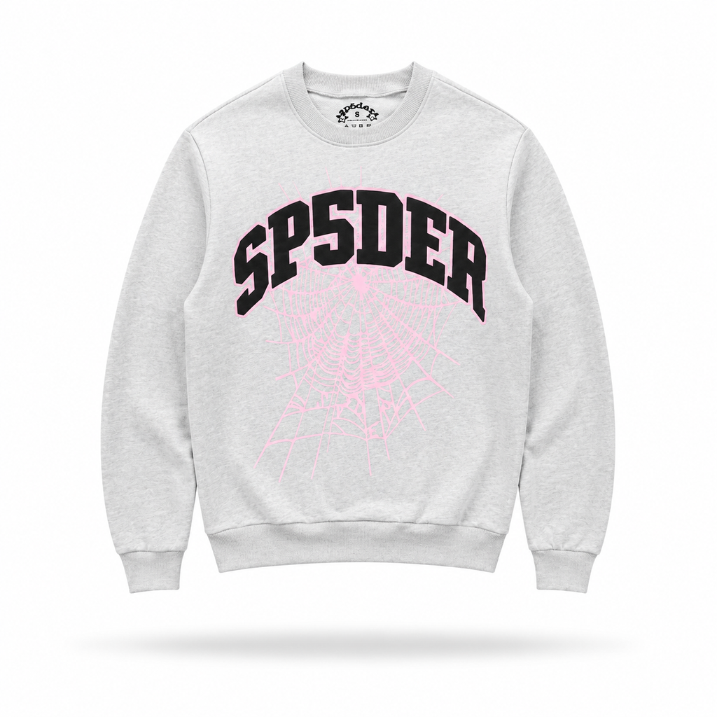 Sp5der Web Crewneck (Heather Grey/Pink)⁠