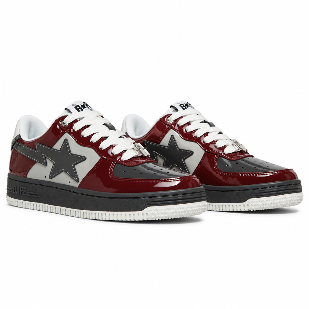 Sneaker BAPE Sta Low Patent Leather Nostalgic Burgundy Grey