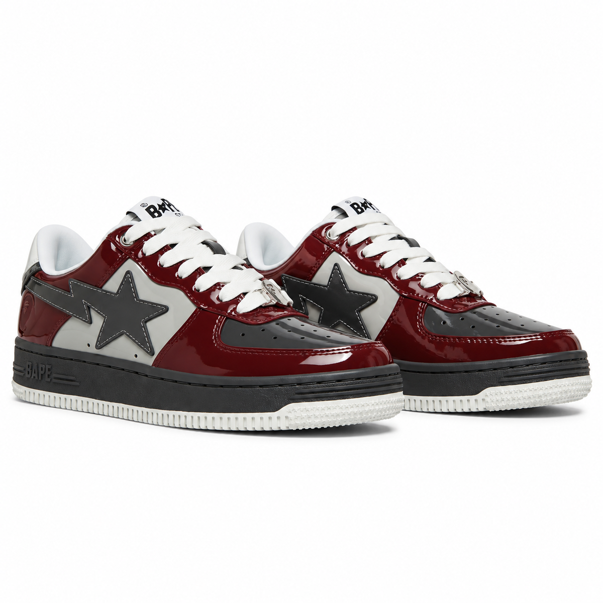 Sneaker BAPE Sta Low Patent Leather Nostalgic Burgundy Grey