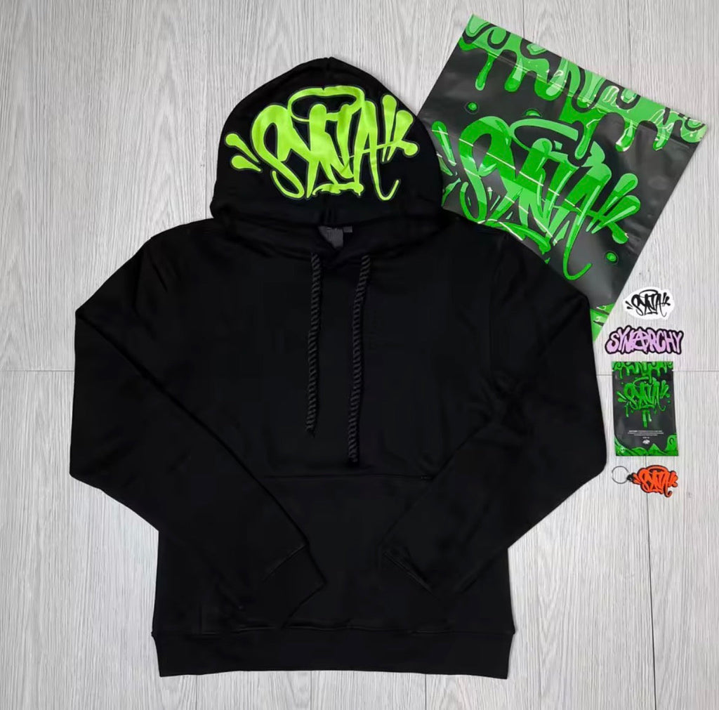 Syna Toxic Hoodie – Negro / Verde Neon