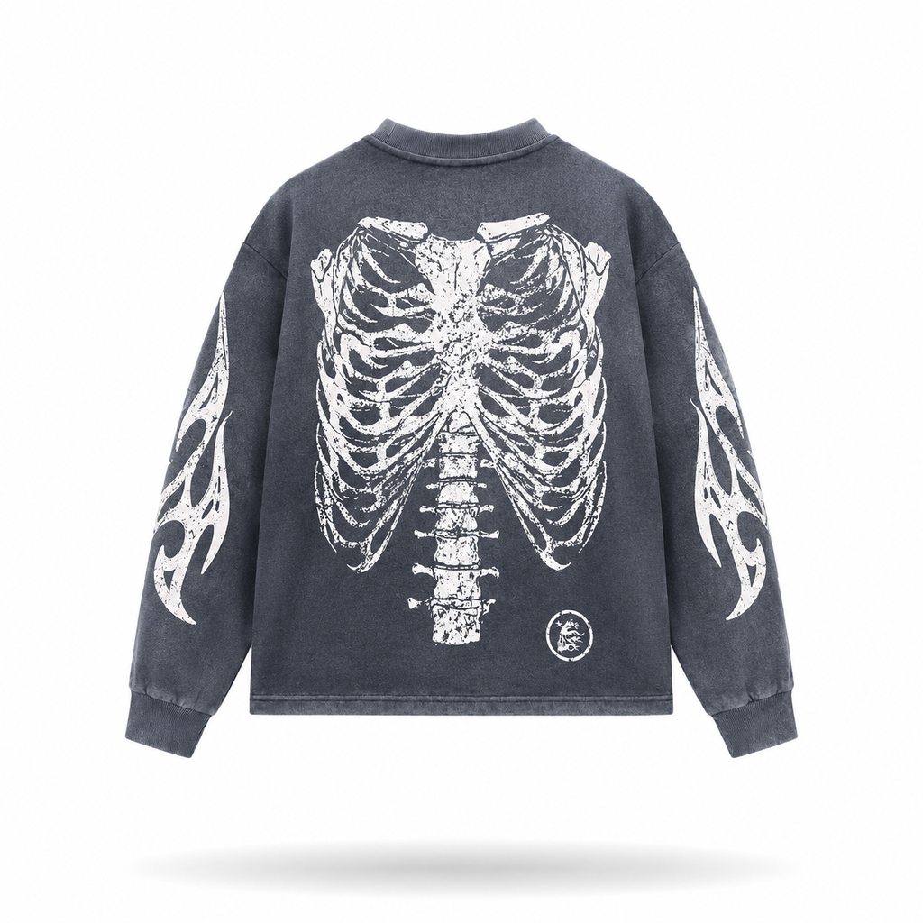 Hellstar Skeleton Long Sleeve Washed Grey
