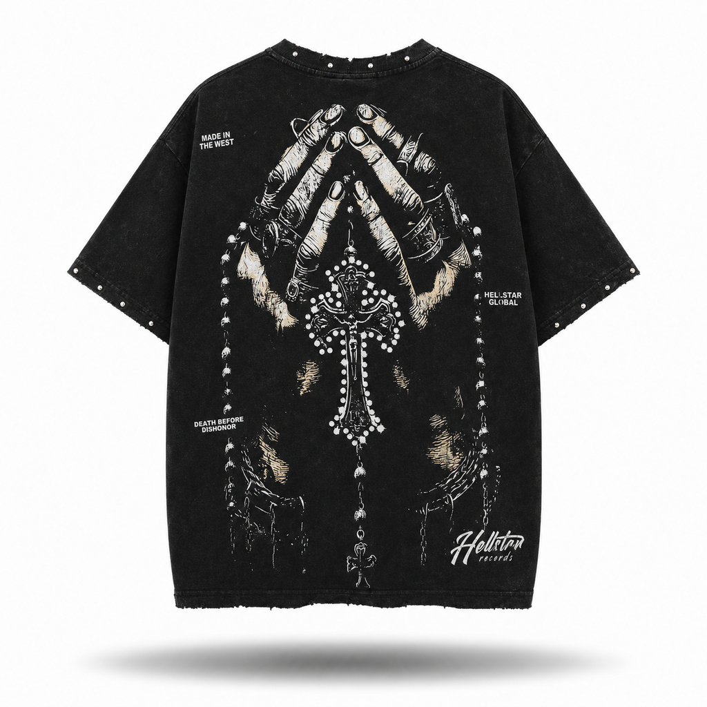 Hellstar "Death Before Dishonor" Rhinestone Jesus Tee