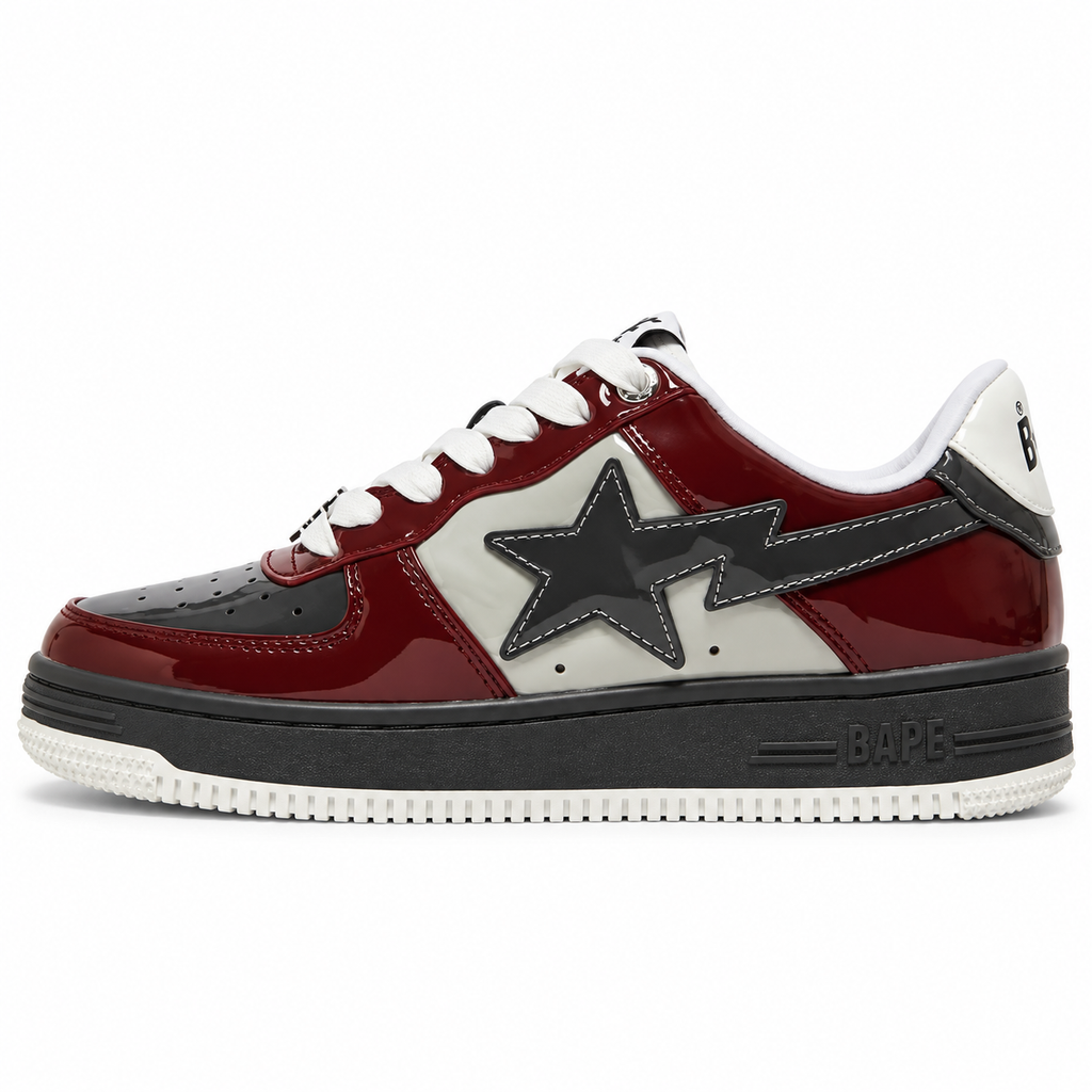 Sneaker BAPE Sta Low Patent Leather Nostalgic Burgundy Grey