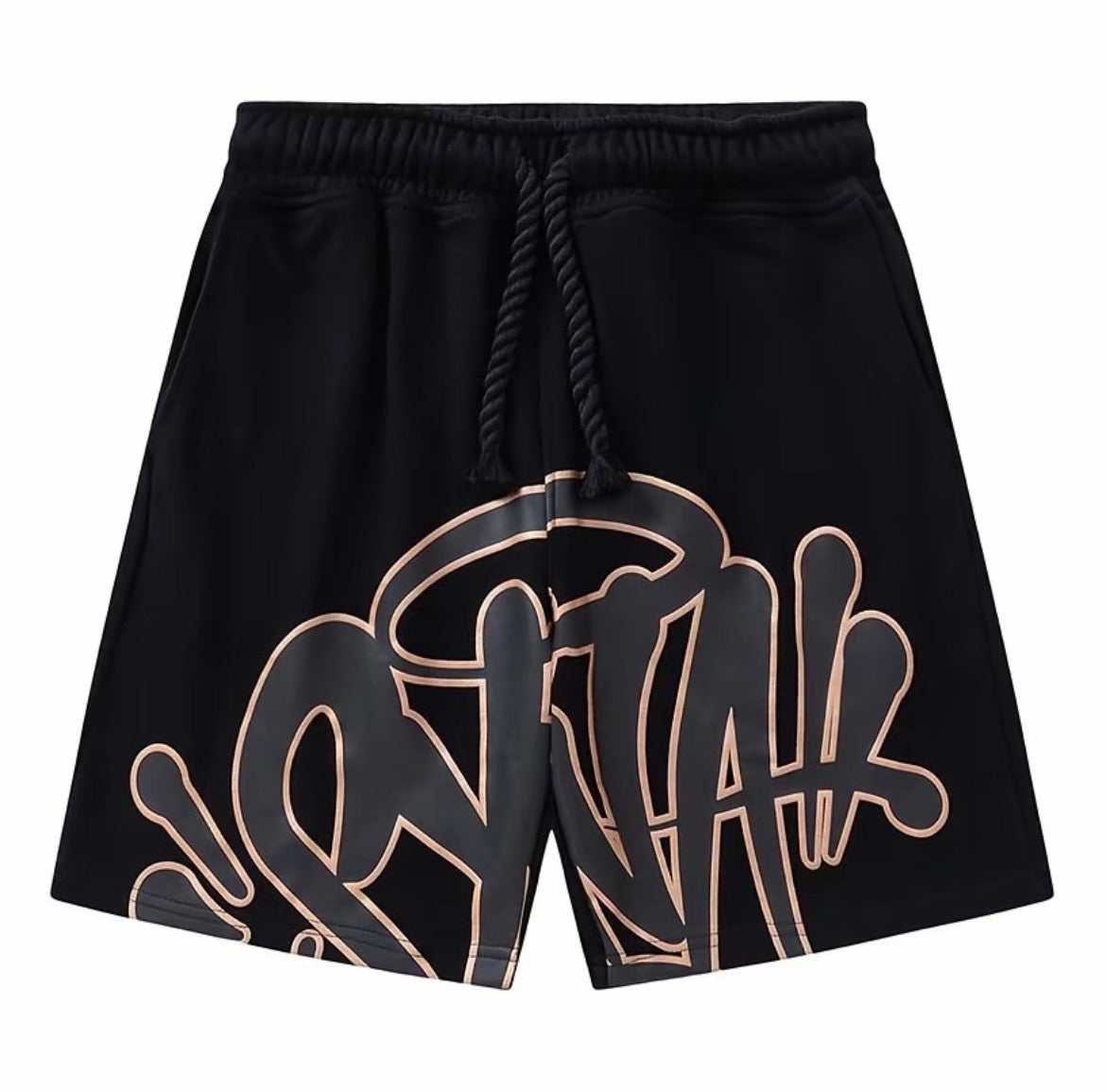 Syna Oversize Tag Shorts – Black - Central cee
