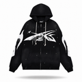 Hellstar Abstract Star Paint Splatter Zip-Up Hoodie