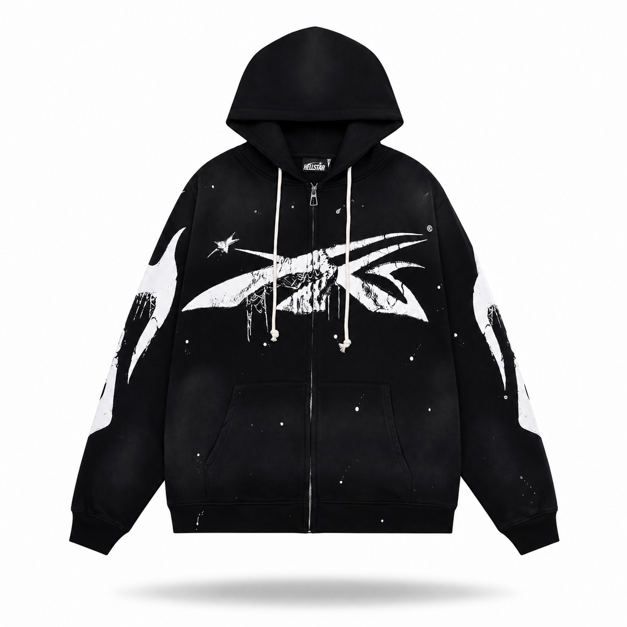 Hellstar Abstract Star Paint Splatter Zip-Up Hoodie