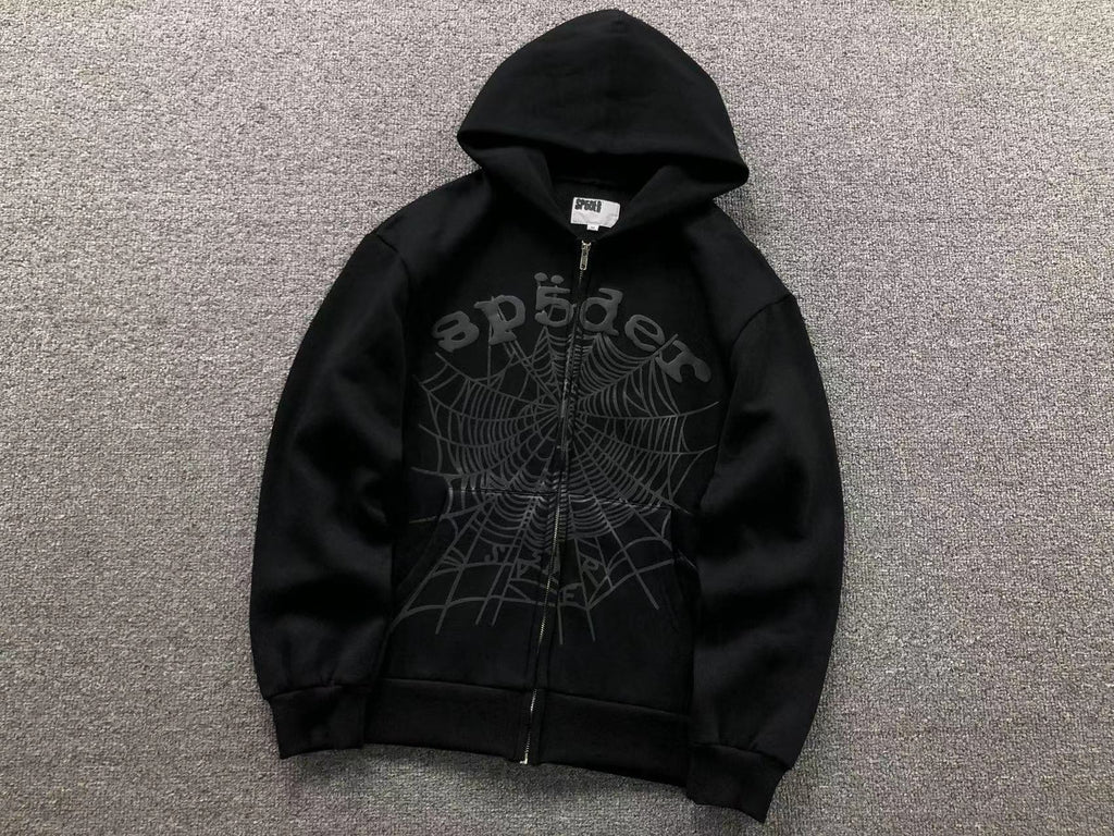 Sp5der OG Web Studded Hoodie 'Black' & Matching