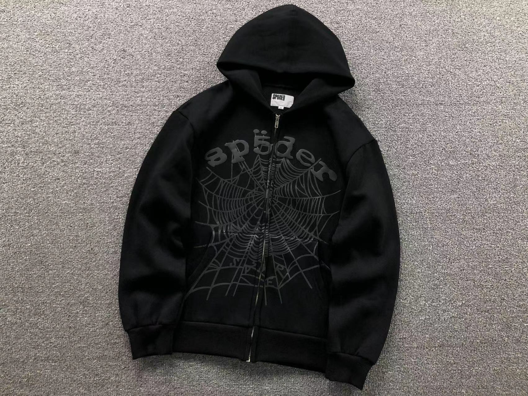 Sp5der OG Web Studded Hoodie 'Black' & Matching
