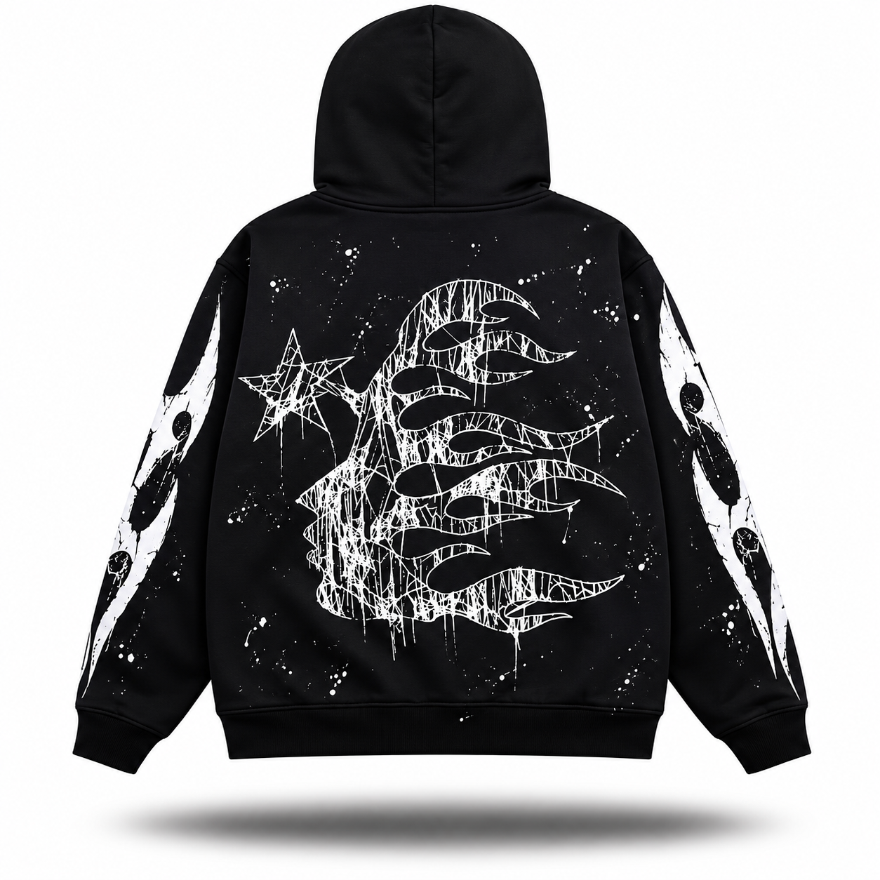 Hellstar Abstract Star Paint Splatter Zip-Up Hoodie