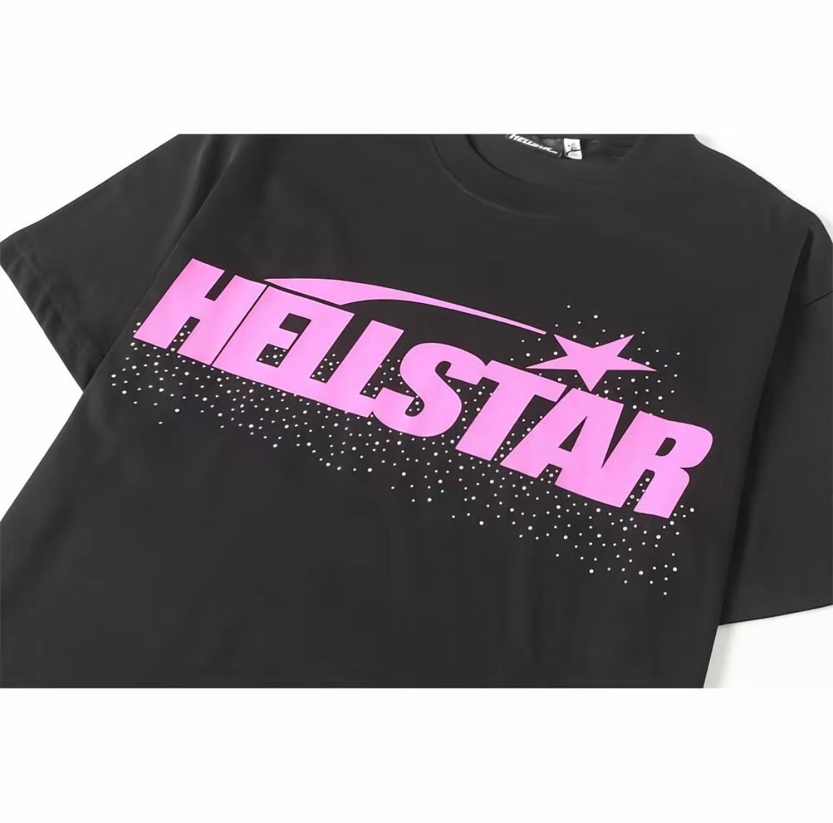 Hellstar Classic Logo Star Tee — Black / Neon Pink