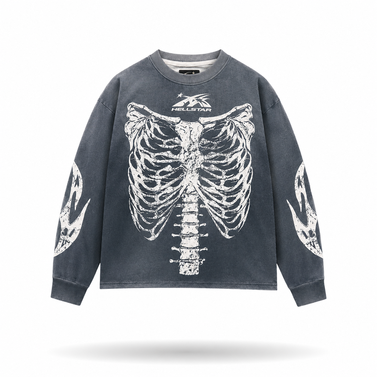 Hellstar Skeleton Long Sleeve Washed Grey