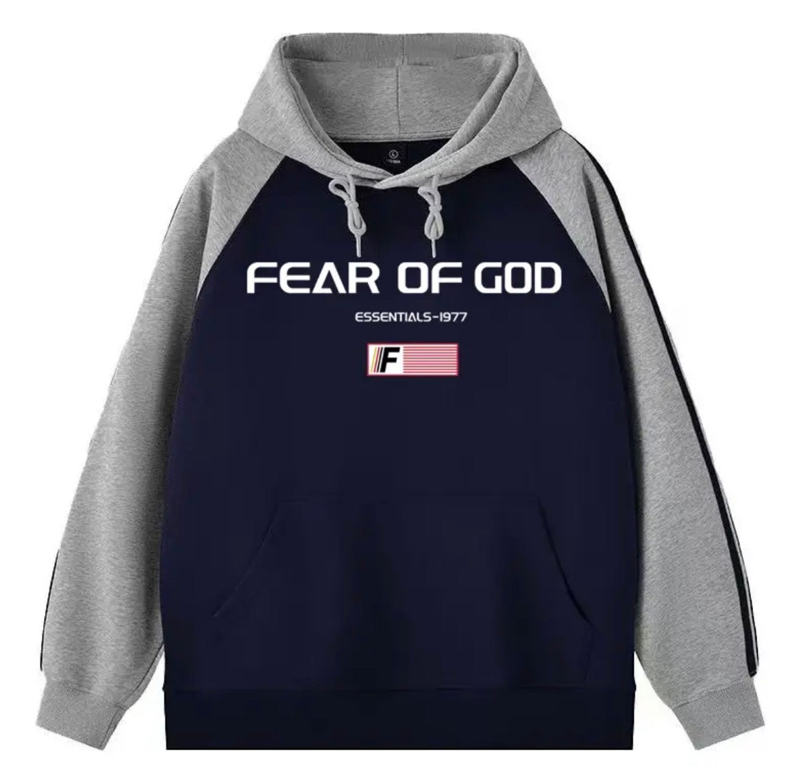 Fear of God Essentials Hoodie — Navy/Grey (Raglan) - Original