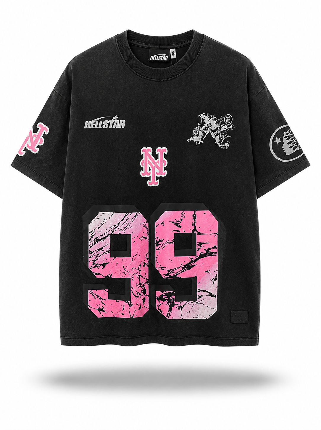 Hellstar Sports No. 99 Tee / Washed Black & Pink