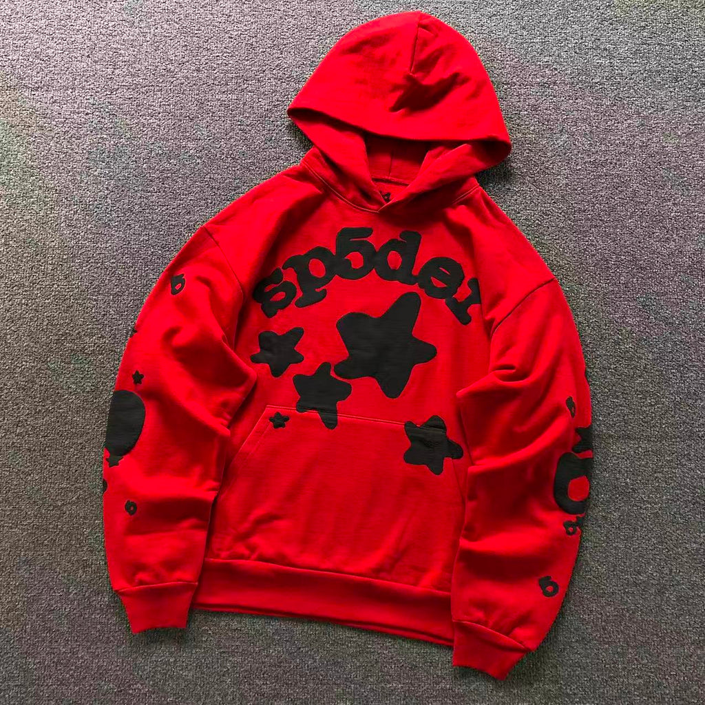 Sp5der Black Star Hoodie (Red)⁠