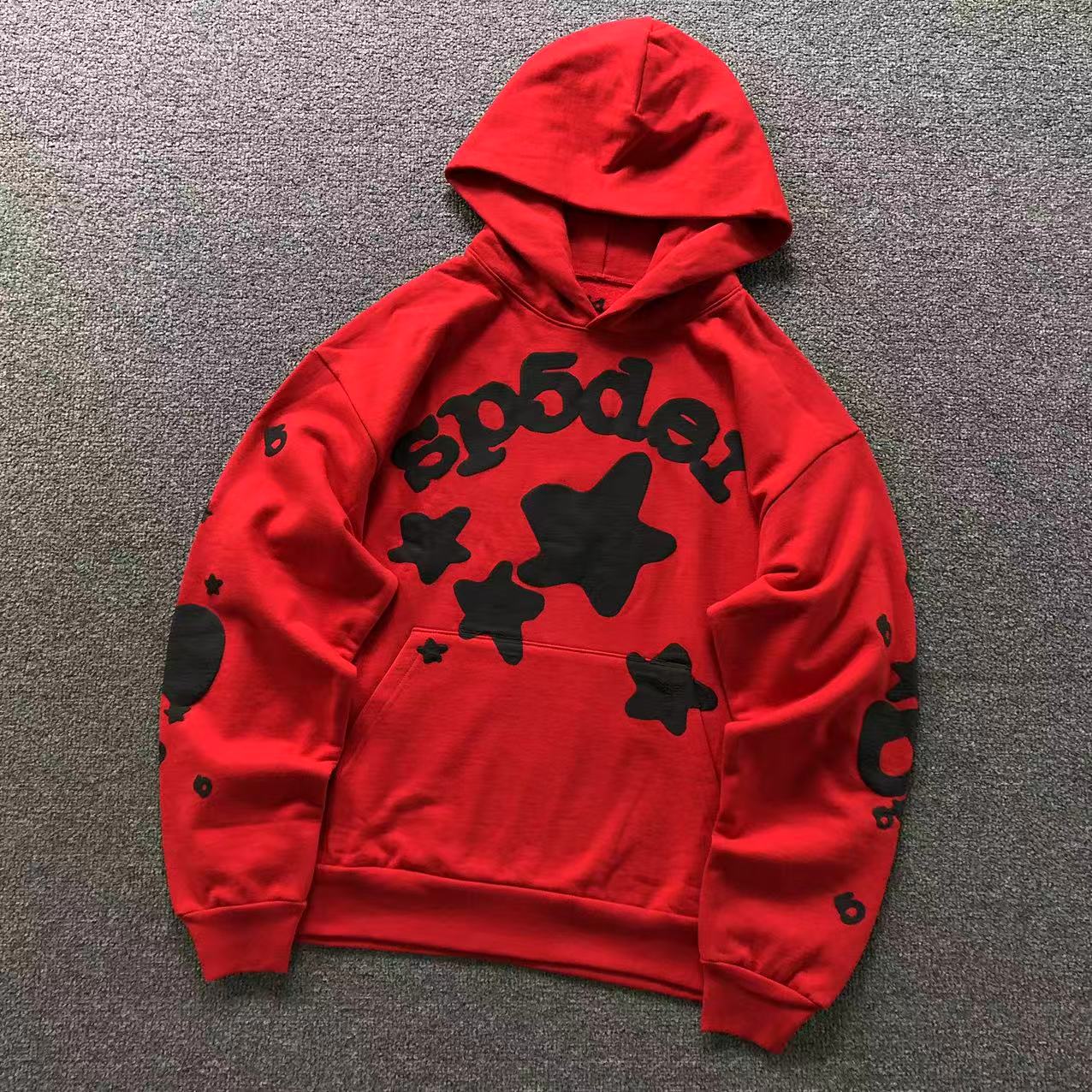 Sp5der Black Star Hoodie (Red)⁠