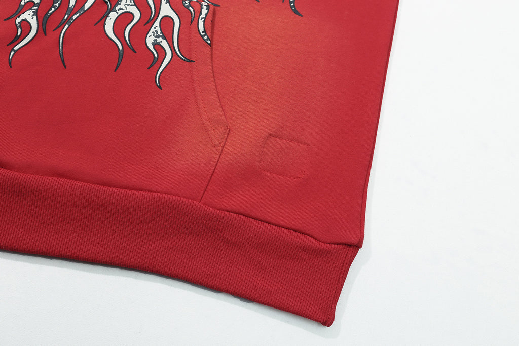 Hellstar "Records" Flame Oversized Hoodie – Red