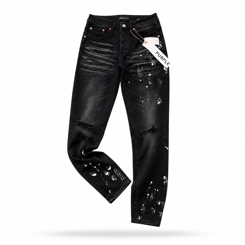 Purple Brand P001 Black Paint Splatter Jeans