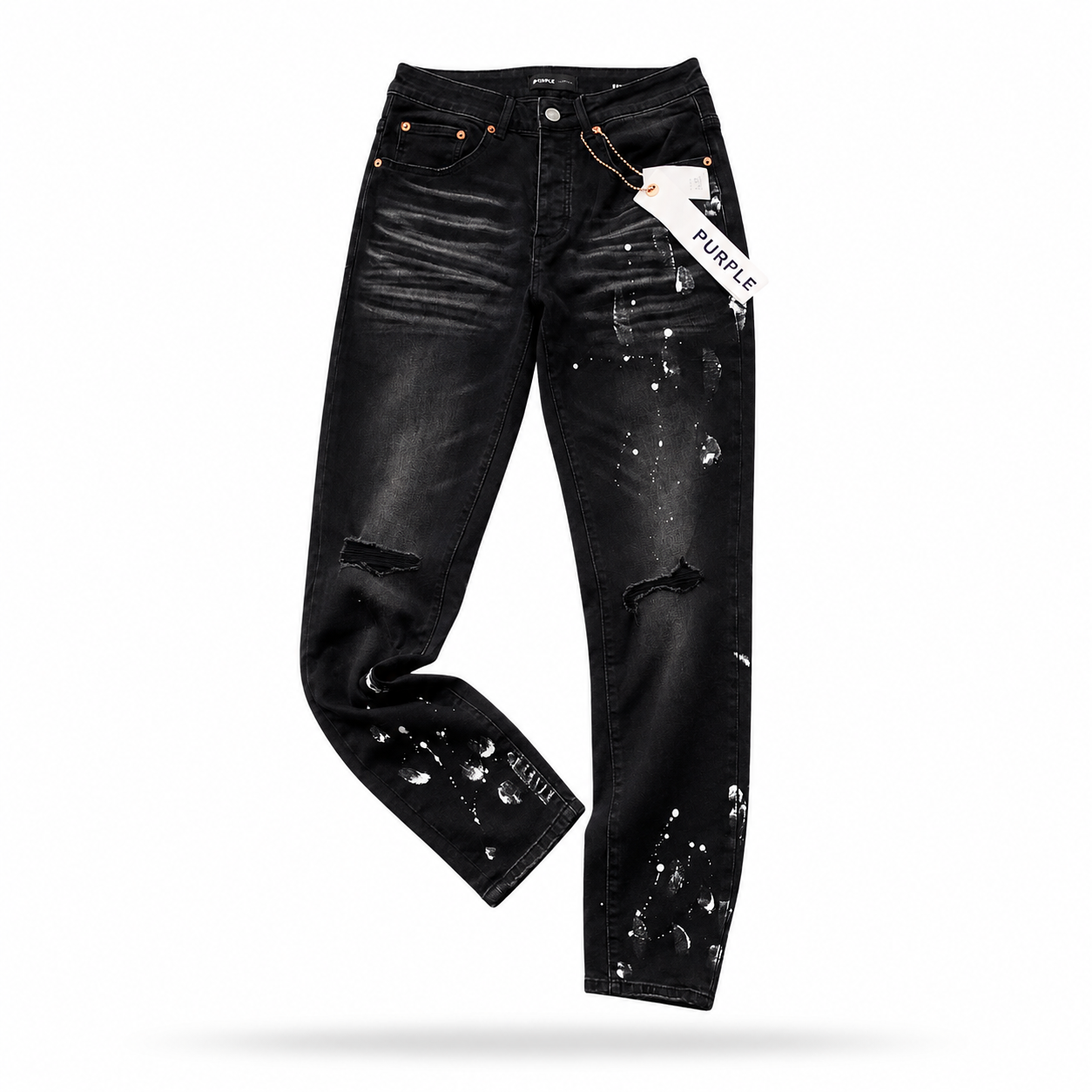 Purple Brand P001 Black Paint Splatter Jeans