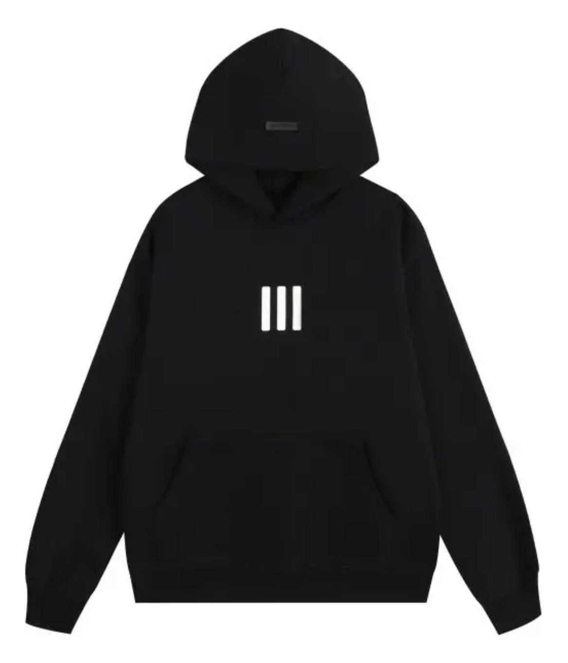 Hoodie Essentials Black Reflective (Front & Back)