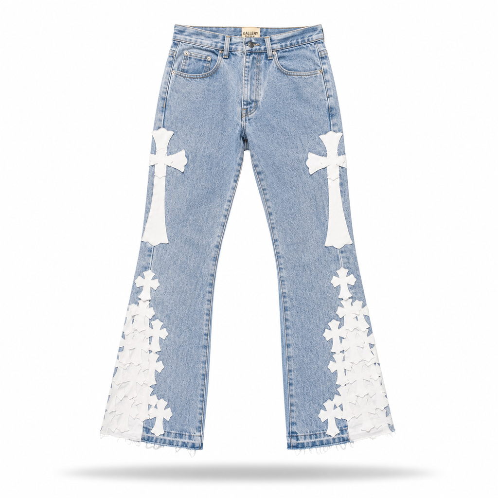 Chrome Hearts × Gallery Dept. – Side Cross Embroidered Wash Blue