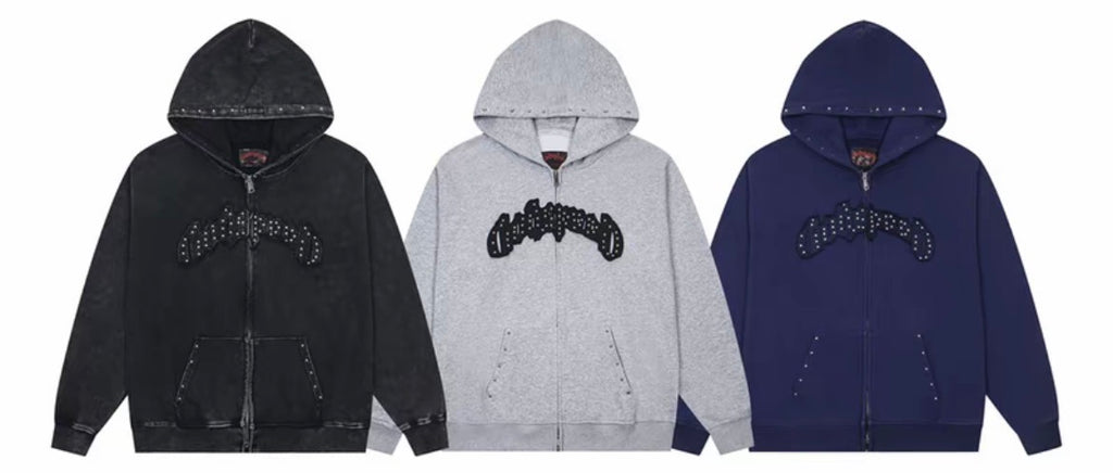 Godspeed Studded Zip Hoodie – Grey Wash