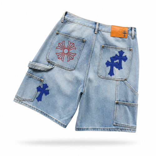 Chrome Hearts Multi Cross Carpenter Denim Shorts – Light Blue