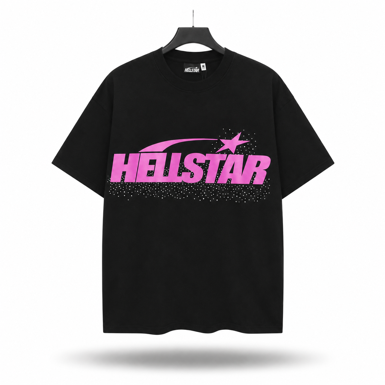 Hellstar Classic Logo Star Tee — Black / Neon Pink
