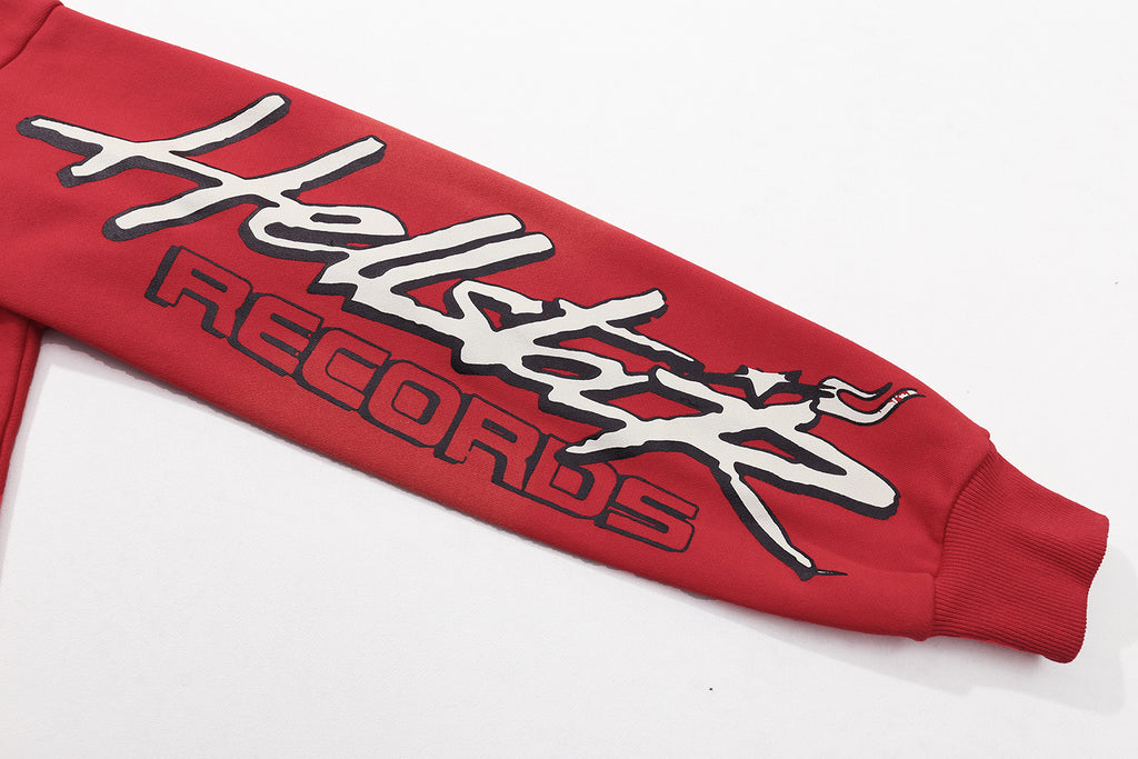 Hellstar "Records" Flame Oversized Hoodie – Red
