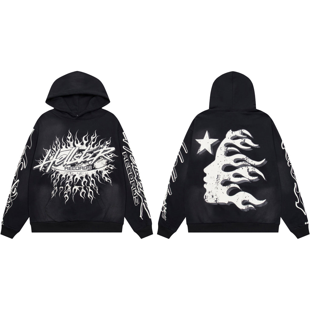 Hellstar "Records" Flame Oversized Hoodie – Black