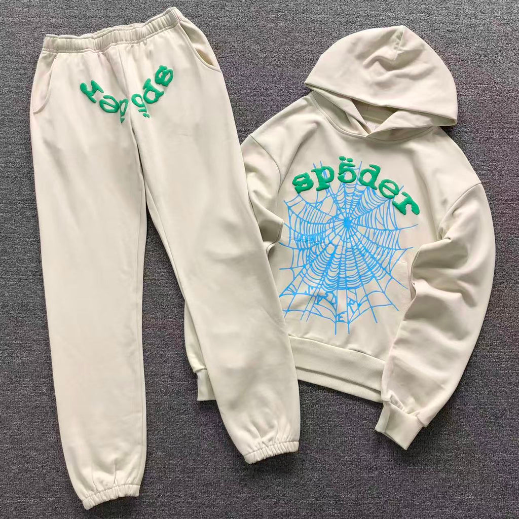 Sp5der Sky Web Hoodie 'Cream/Blue/Green'