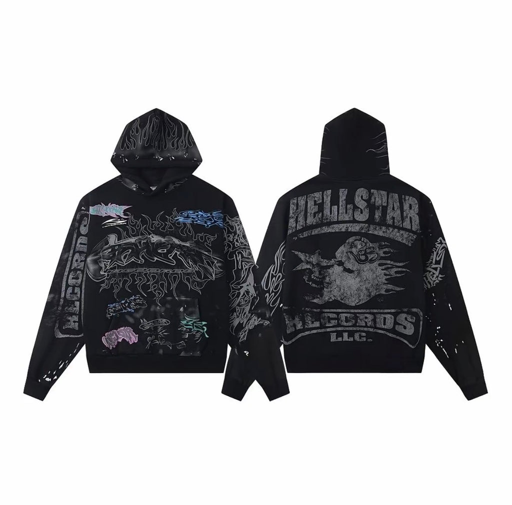 Hellstar Records Flame Hoodie Black - Original