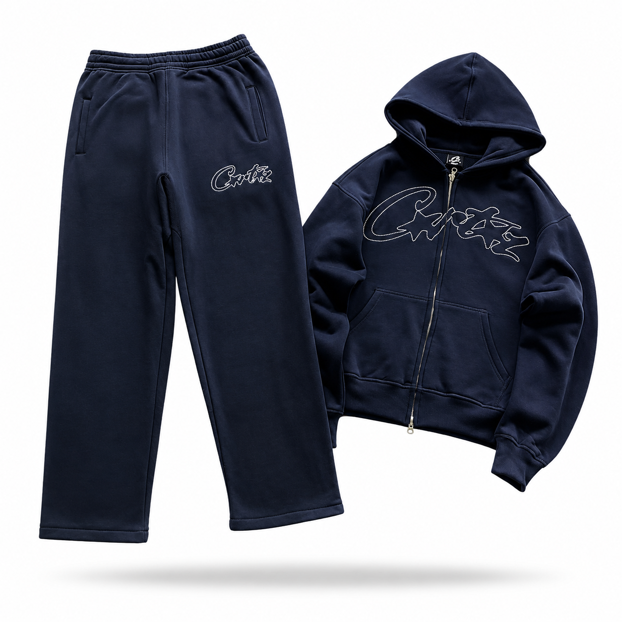 Corteiz Chenille Script Zip Hoodie & Joggers Set