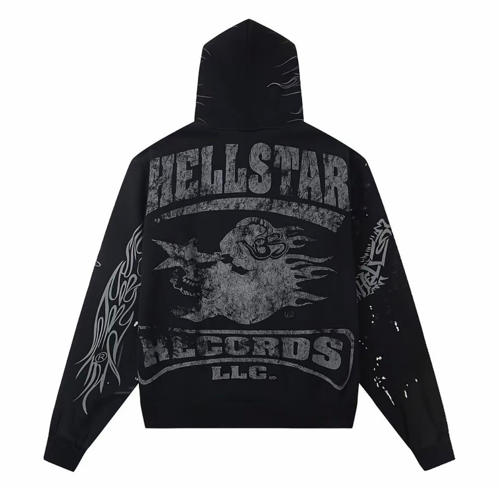 Hellstar Records Flame Hoodie Black - Original