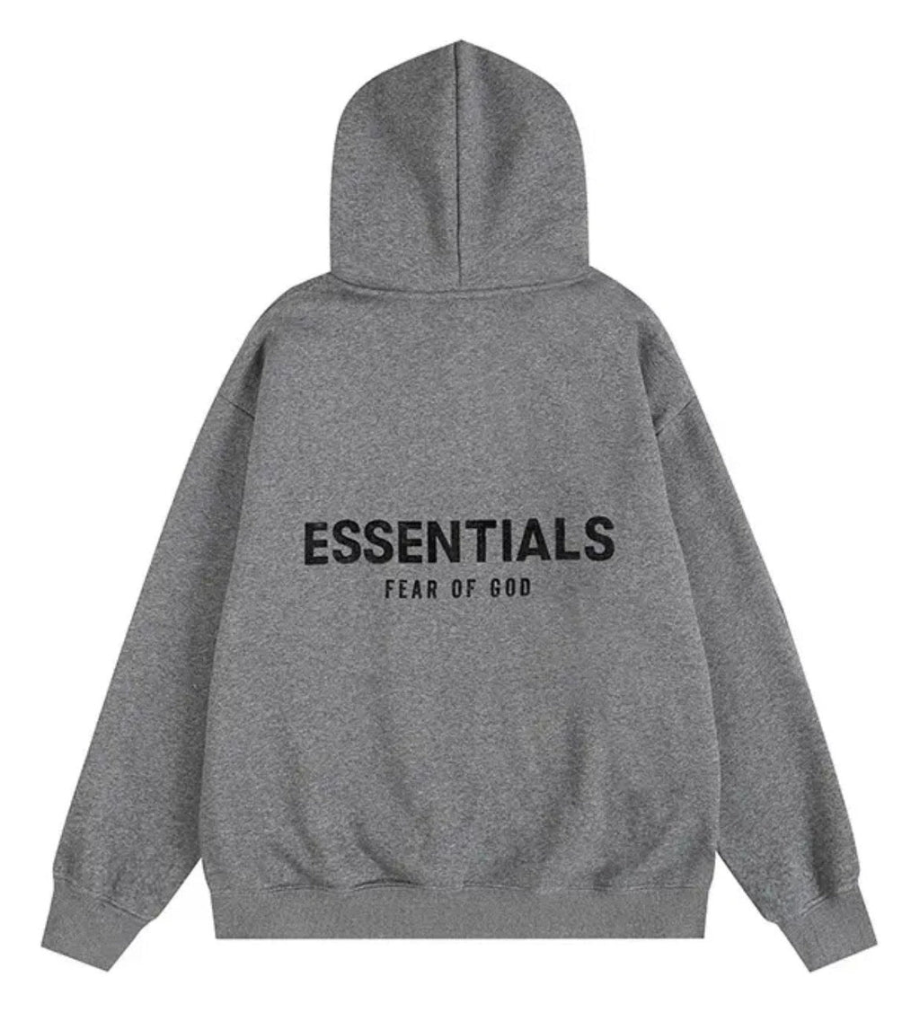 Essentials Hoddie Grey Reflective Logo (Front & Back)