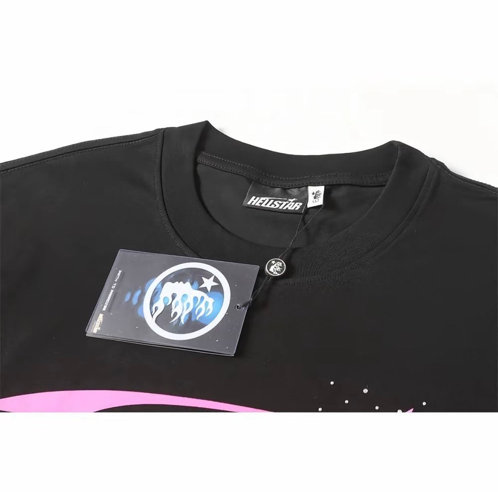 Hellstar Classic Logo Star Tee — Black / Neon Pink