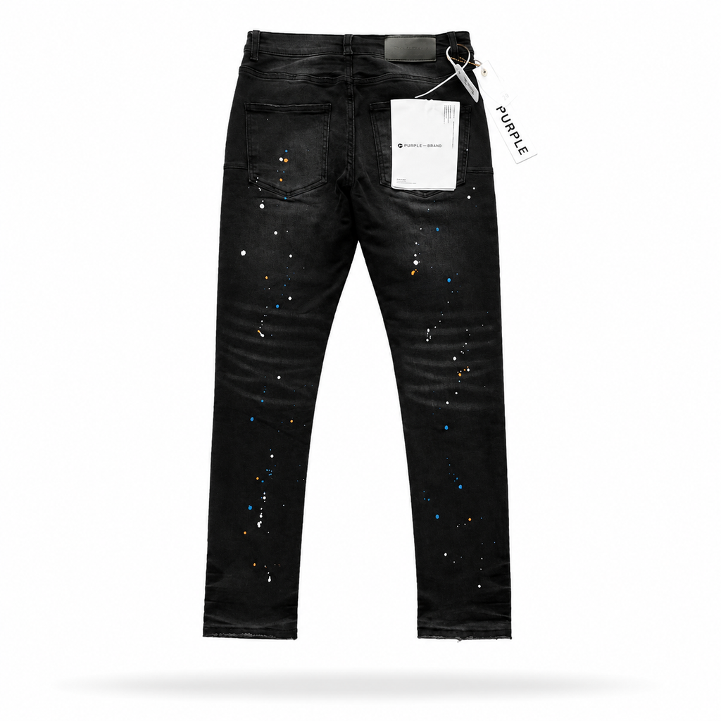 Purple Brand P001 Black Multi Paint Distressed Jeans