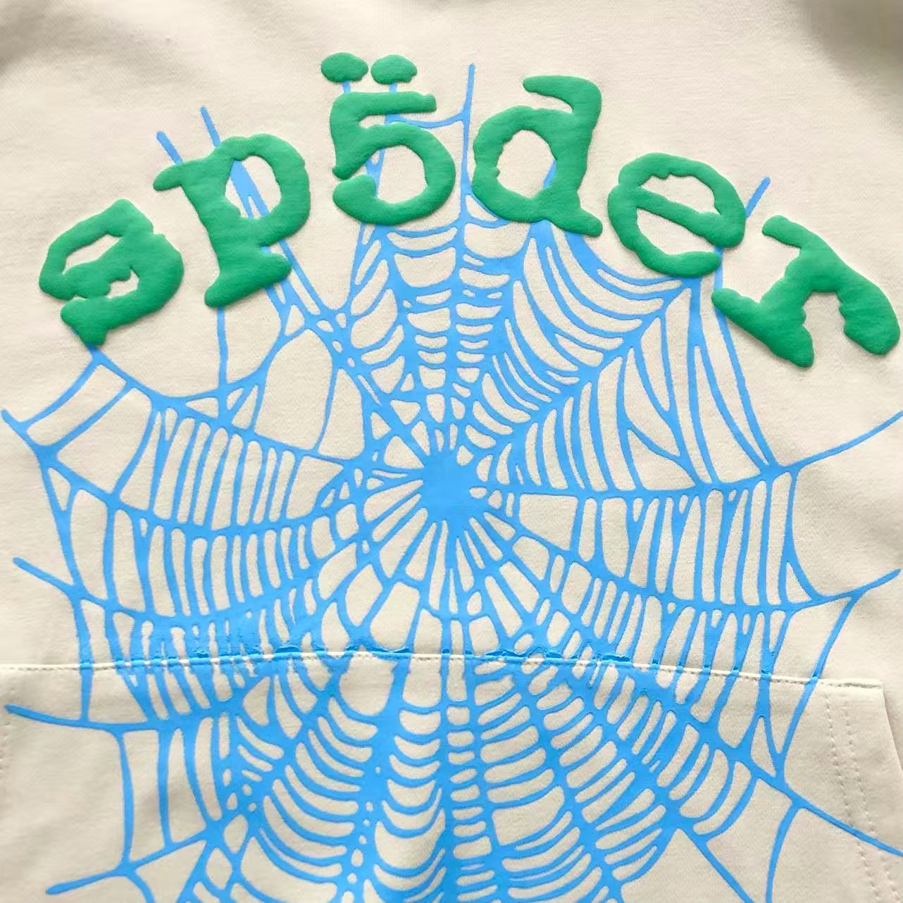 Sp5der Sky Web Hoodie 'Cream/Blue/Green'