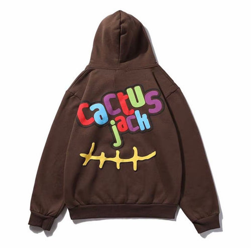 Cactus Jack Patchwork Hoodie – Brown