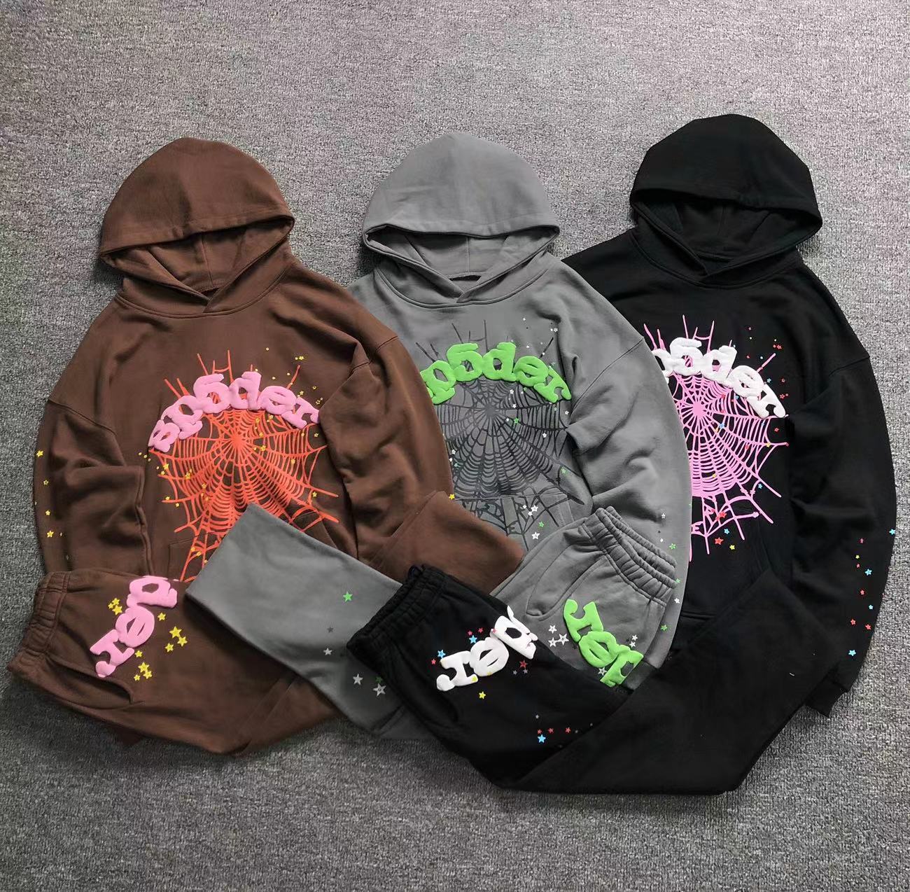 Sp5der Worldwide Web Hoodie Black / Pink