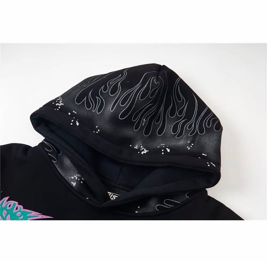 Hellstar Records Flame Hoodie Black - Original