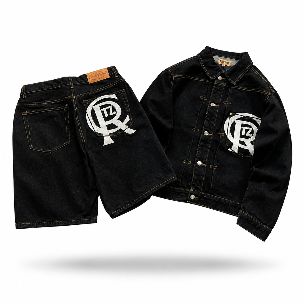 Corteiz RTW Denim Jacket + RTW Denim Shorts (Black Wash)