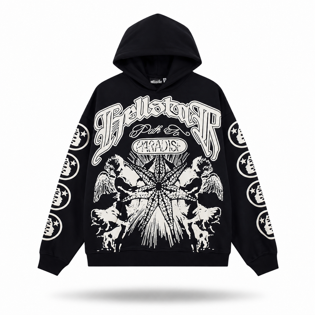 Hellstar Gothic Angel Heavyweight Oversized Hoodie — Black