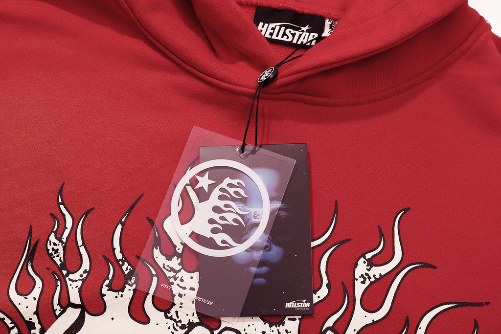 Hellstar "Records" Flame Oversized Hoodie – Red