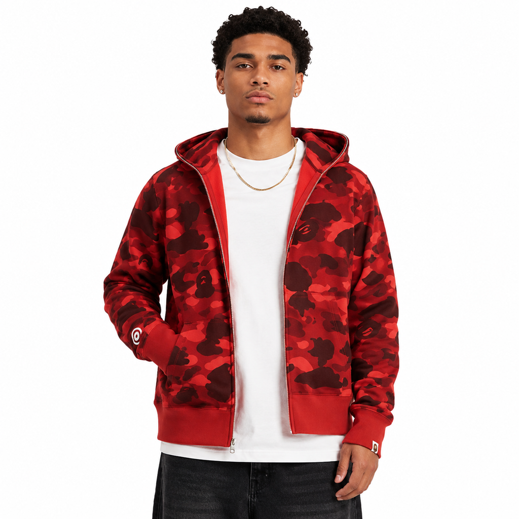 Sudadera BAPE Shark Split Camo Roja