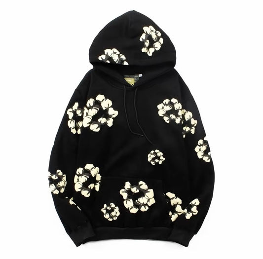 Cotton Bloom Hoodie – Black