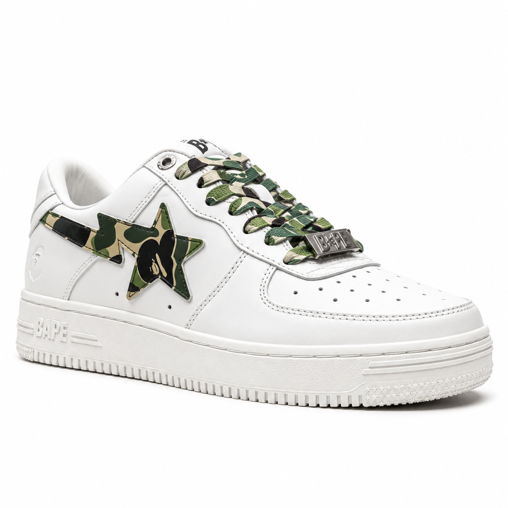 Sneaker BAPE Sta Low White ABC Camo Green