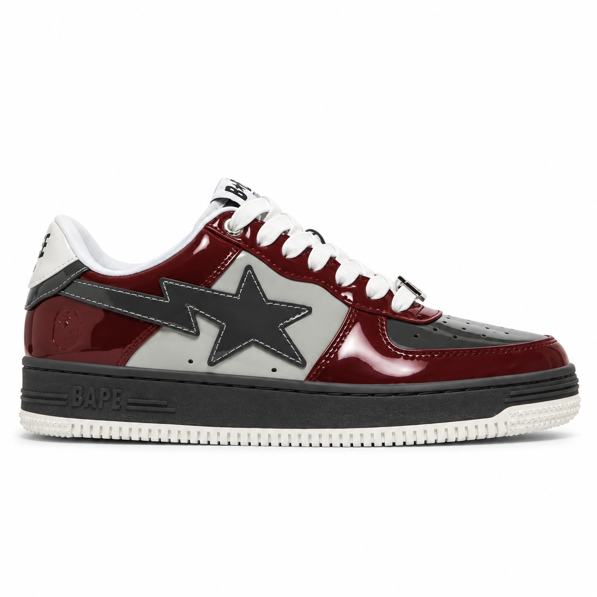 Sneaker BAPE Sta Low Patent Leather Nostalgic Burgundy Grey