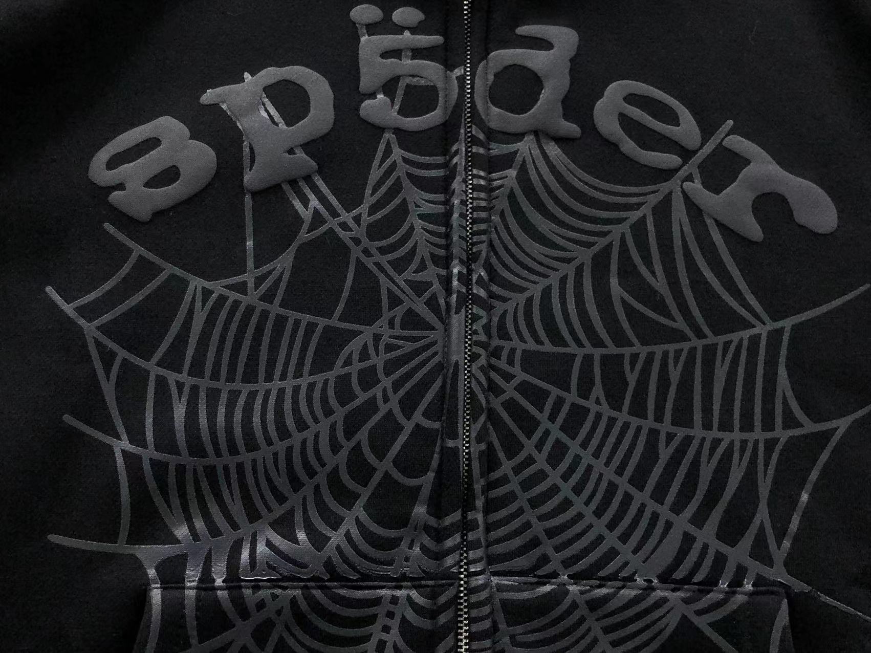 Sp5der OG Web Studded Hoodie 'Black' & Matching
